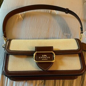 Coach Tan and Brown Shoulder Bag